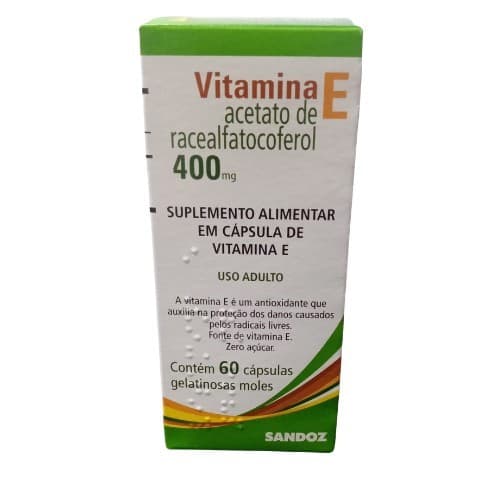 VITAMINA E SANDOZ SUPLEMENTO ALIMENTAR C/60 CÁPSULAS GELATINOSAS MOLES