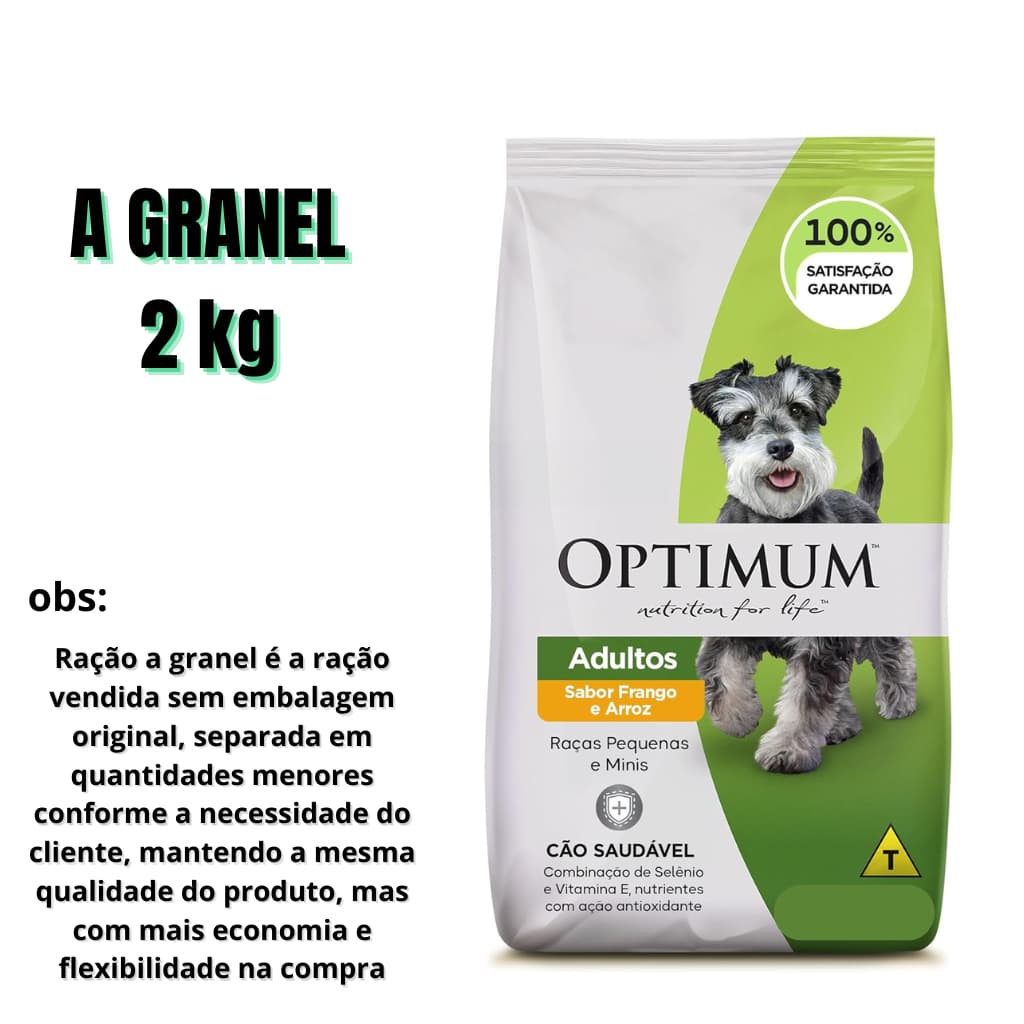OPTIMUM RAÇÃO A GRANEL CÃES PEQUENOS E MINIS SABOR FRANGO E ARROZ 2 KG