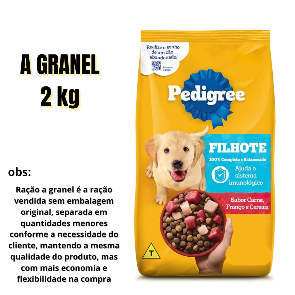PEDIGREE RAÇÃO FILHOTES CARNE, FRANGO E CEREAIS A GRANEL 2 KG