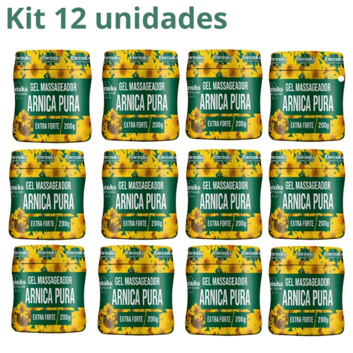 Kit 12 Gel Massageador Arnica Pura Rhenuks 200g Extra Forte