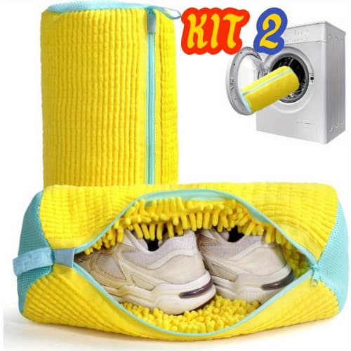 Kit 2 Sacos Lavar Sapato Saco De Viagem Armazenamento Malha Lavanderia Anti Deformação Saco de Lavagem Sapato