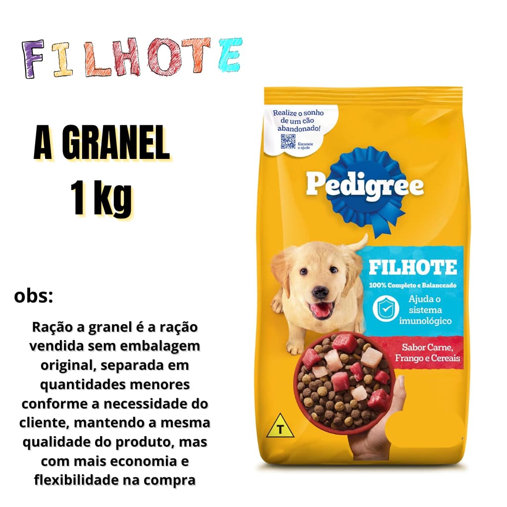 Ração Pedigree Filhote A GRANEL 1KG.