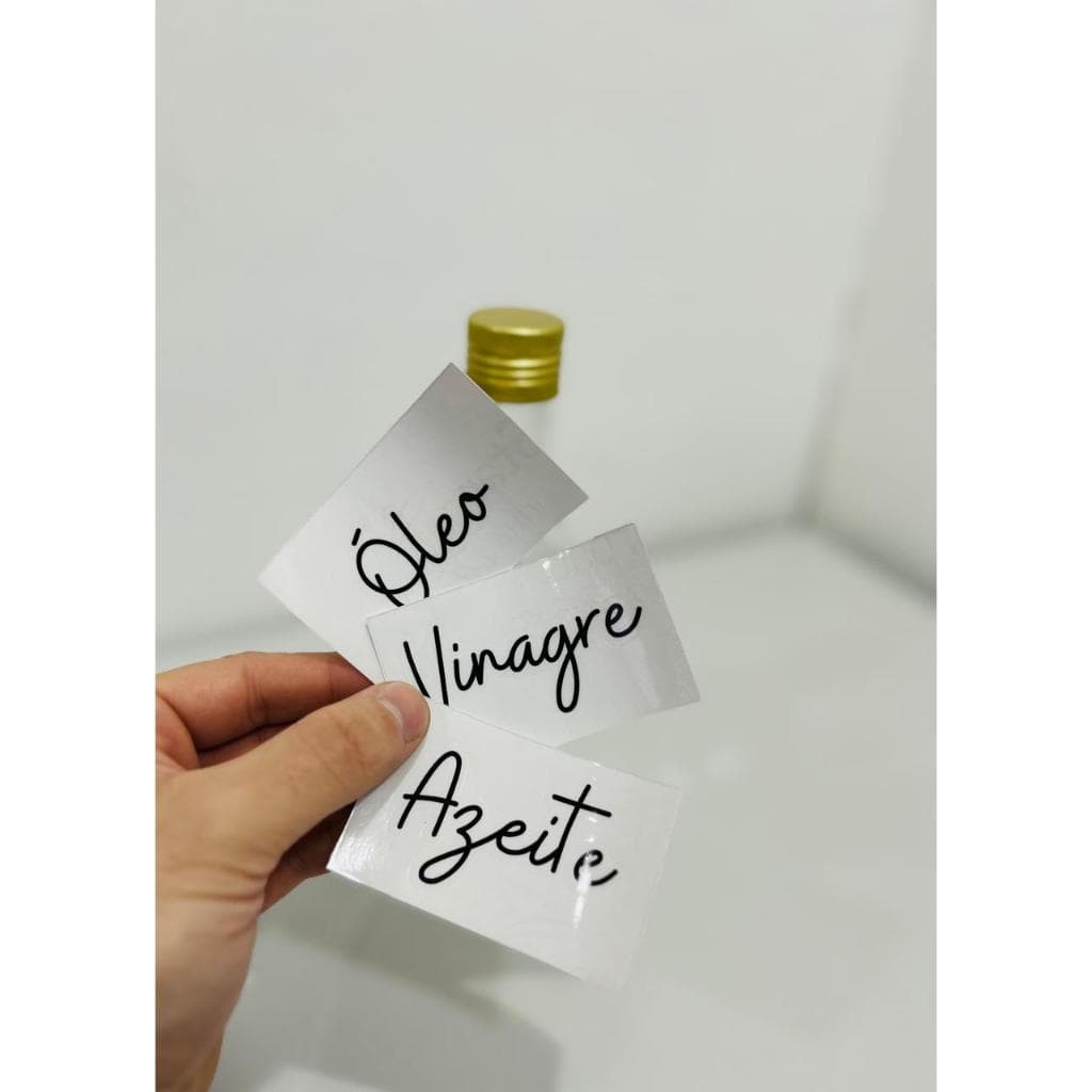 Kit 3 Etiquetas Adesivas Azeite / Vinagre / Óleo Galheteiros Transparentes Temperos Mantimentos