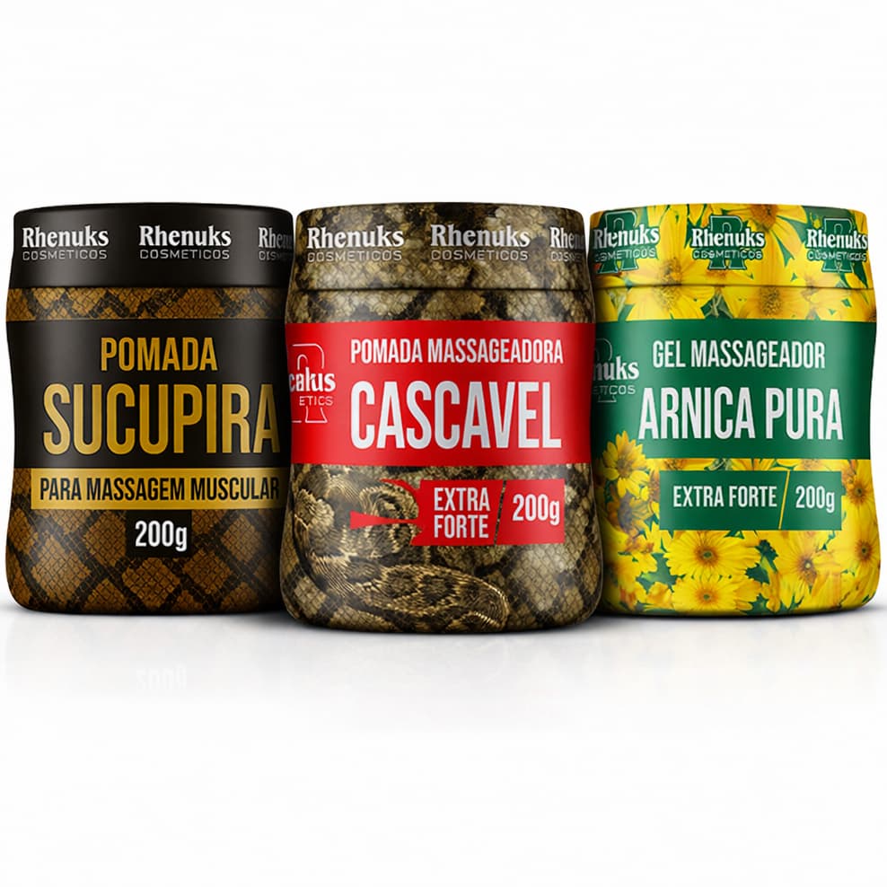 Kit 3 Pomada  Arnica  Sucupira Cascavel  Alivio De Dores Musculares inflamatório naturall