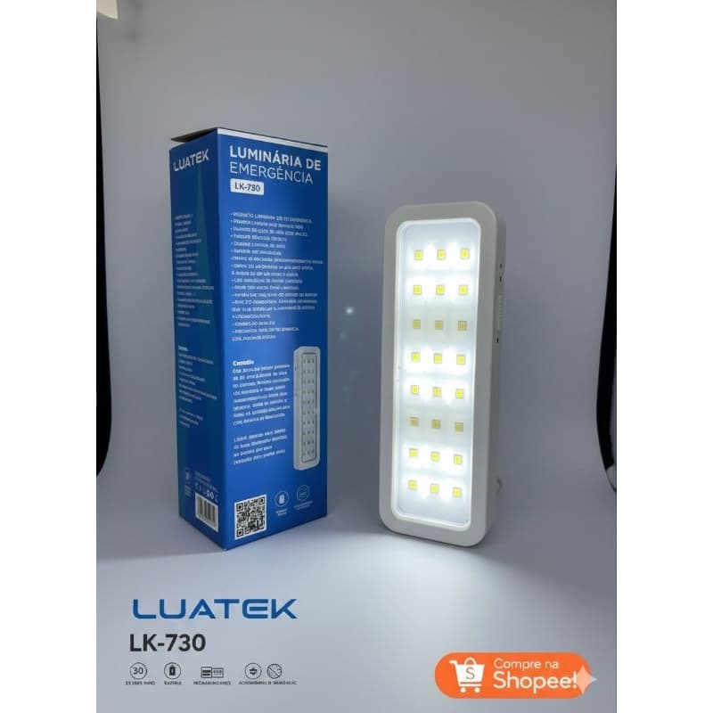 Luminária de Emergência LED 30 Leds Recarregável Bivolt com Acendimento Automático