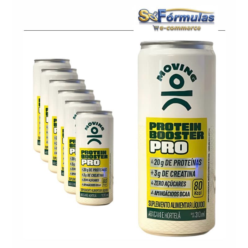 Moving Protein Booster - Abacaxi e Hortelã -6x310ml Zero Açúcares 20g Proteinas BCAA