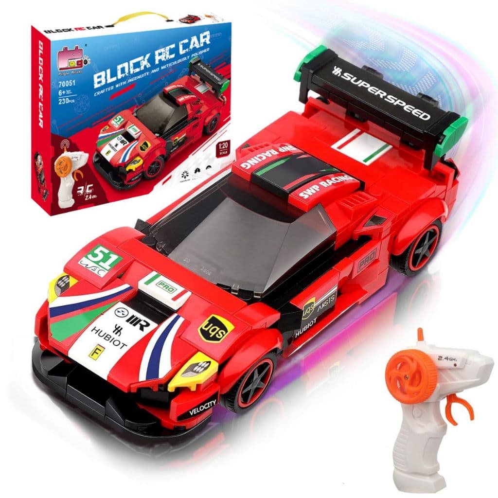 Carrinho Controle 2 em 1 Remoto Blocos de Montar 230 Peças Vermelho