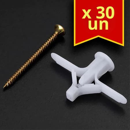 Kit 30 Bucha De Gesso Drywall Ancora 6mm com Parafuso Profissional Alta Qualidade Combo Completo