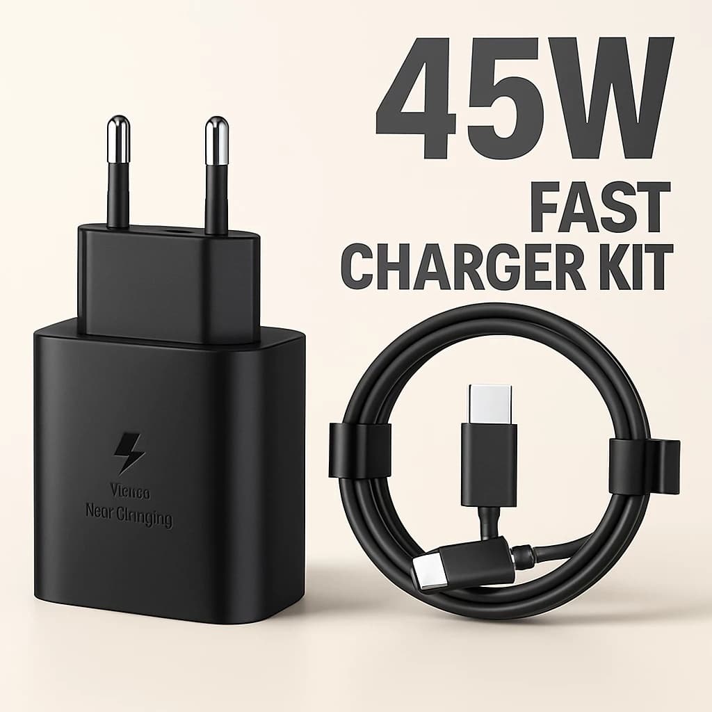 45W Turbo Charger Fast Charge 3X Faster with Type-C Cable 1M, Charger for Android
