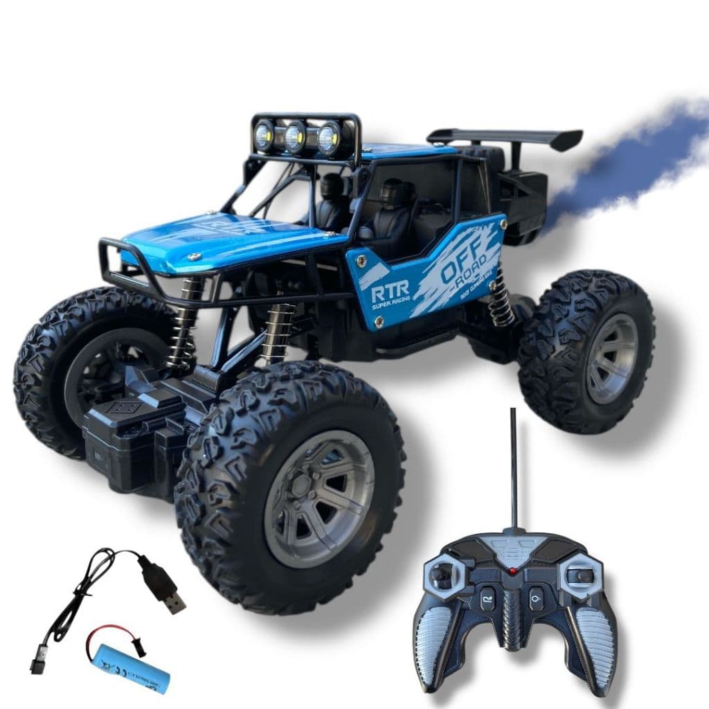 Carrinho Turbo Recarregável4x4 Solta Fumaça Controle Remoto3 Azul Trolli