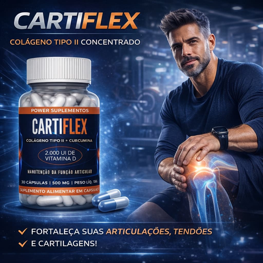 Suplemento Cartiflex Colágeno Tipo 2 + Curcumina + Vitamina D - Ultra Concentrado com 30 Cápsulas