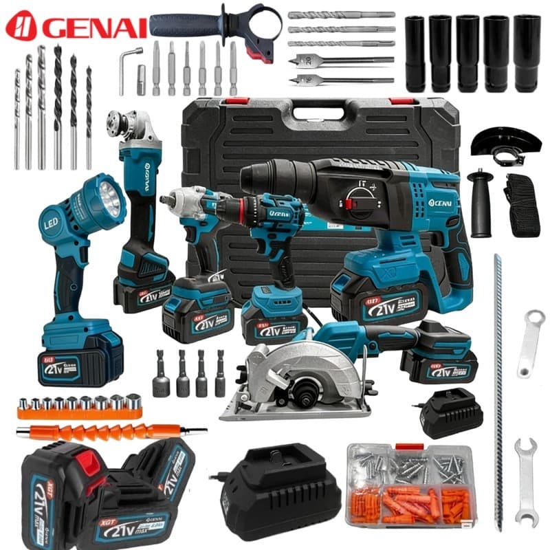 21V Kit 6/Kit 5 Brushless Ferramentas Martelete Esmerilhadeira Lixadeira Parafusadeira Chave Impacto luzes LED