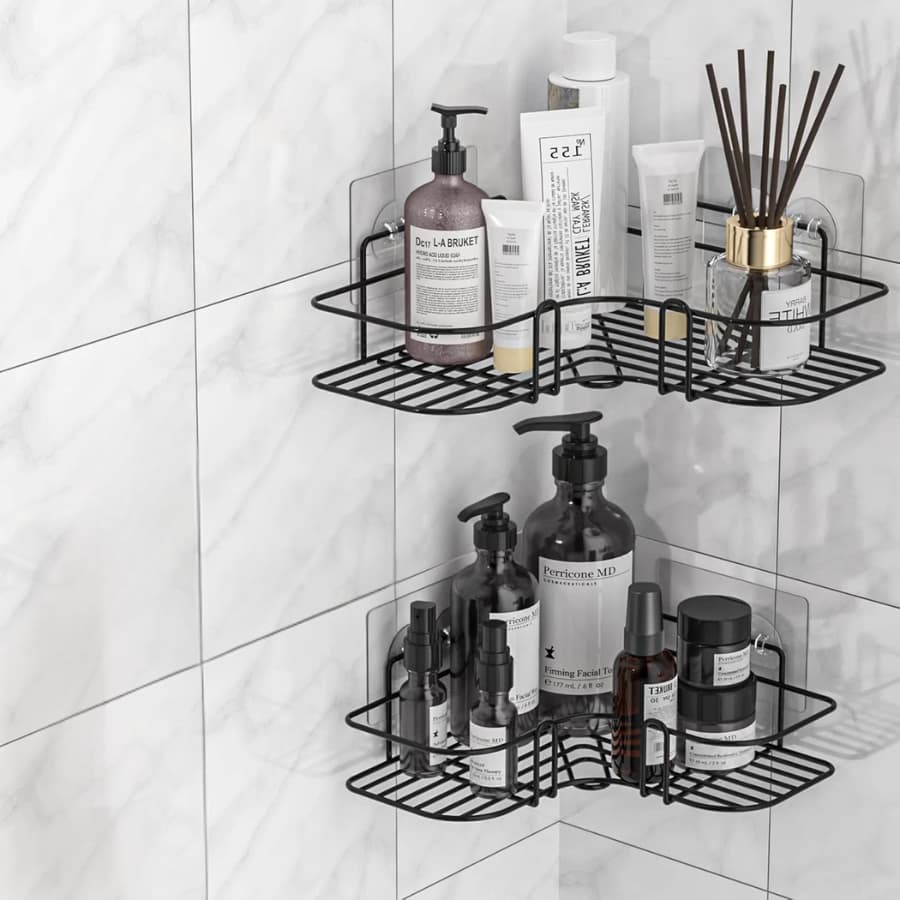1/2/4/7 Prateleiras Suporte Com Adesivos de Parede Banheiro Cozinha Lavanderia Shampoo Sabonete