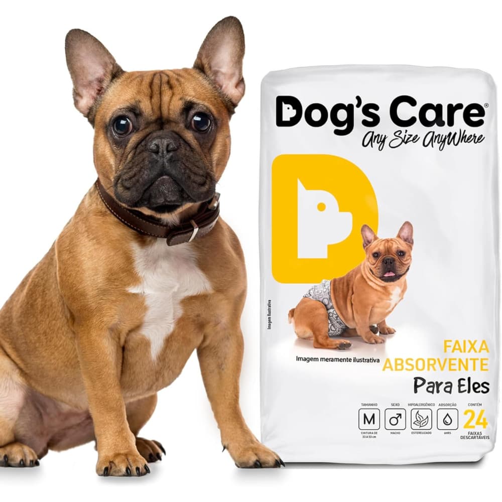 Fralda Higiênica Ajustável Antialérgica Descartável para Cachorro Macho Dog´s Care Tamanho: M 24 Un