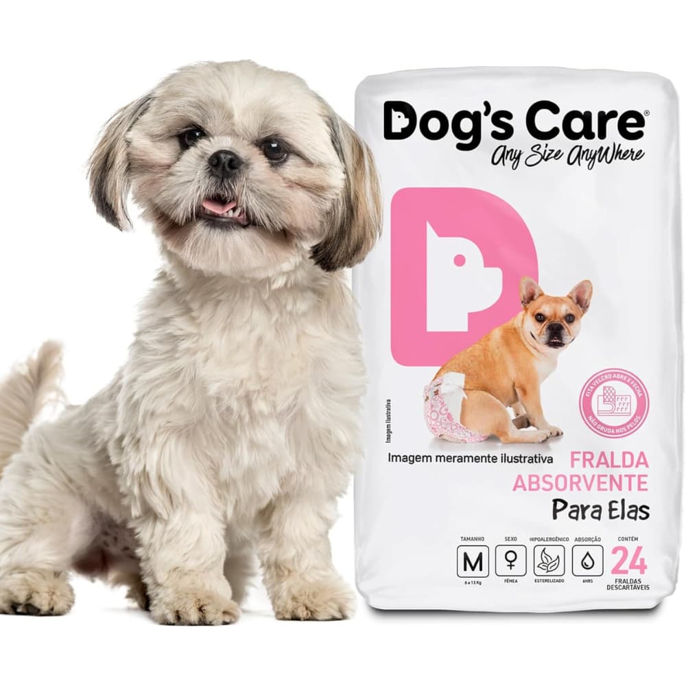 Fralda Higiênica Ajustável Antialérgica Descartável para Cachorro Fêmea Dog´s Care Tamanho: M 24 Un