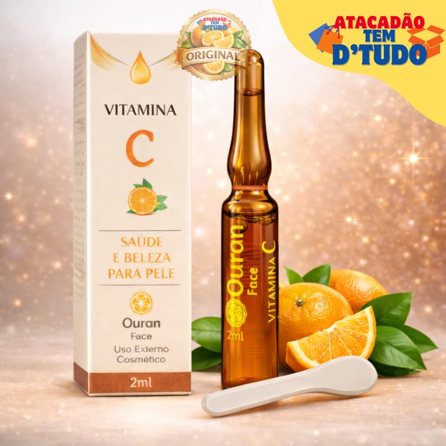 Vitamina C Facial 2ml Ouran Arovitel Ampola Anti-Manchas E Pele Mais Iluminada Em 7 Dias