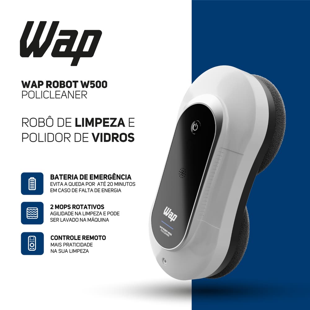 Robô Limpa Vidros WAP Robot W500 Policleaner Bivolt