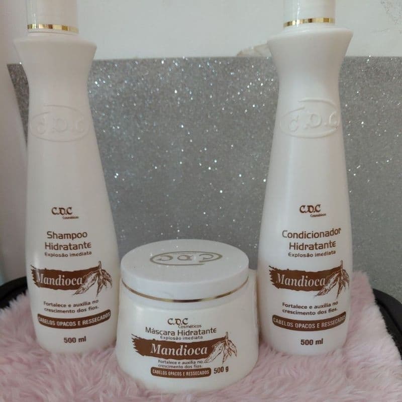 kit Shampoo, Condicionador e máscara hidratante de mandioca Cdc