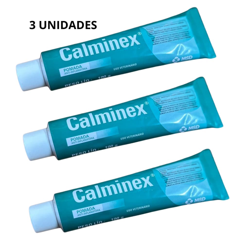 KIT 3 Calminex 100GR Pomada Anti-inflamatória Uso veterinário, Dores Musculares, Pancadas,Ligamentos