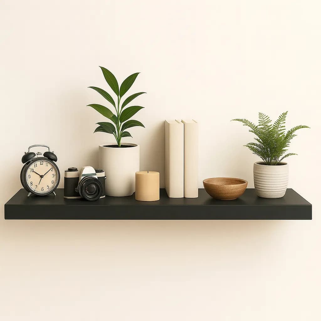 Prateleira Mdf 100x20 Moderna Suporte Parede Invisivel 30mm - Preto