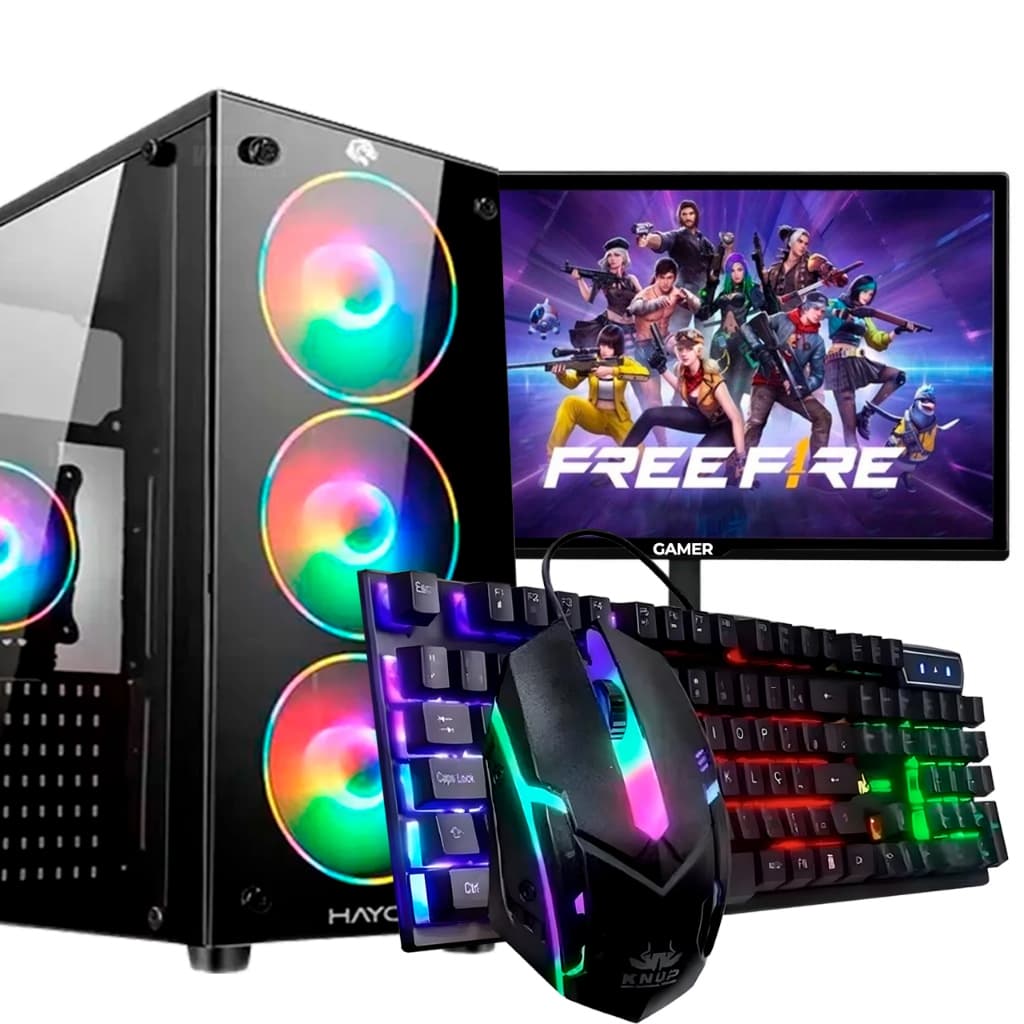 PC Gamer Completo, AMD RYZEN 5 5600GT, 16GB DDR4, SSD 480G, Monitor 19, Teclado e Mouse Gamer