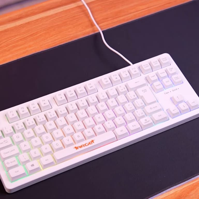 Teclado Gamer TGT M90B com led rgb Rainbow, ABNT2, Branco para computador gamer pc e notebook
