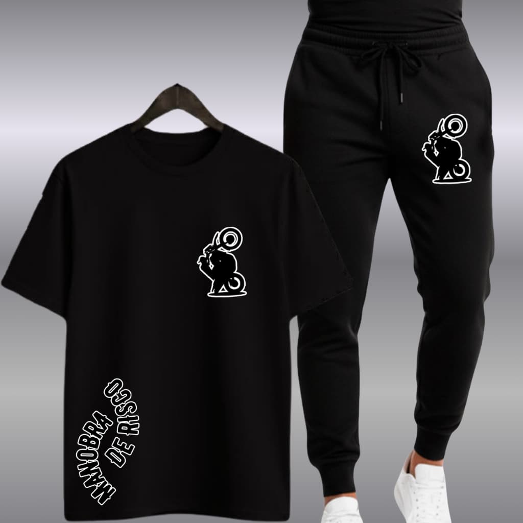 Kit Conjunto Calça Jogger Moletom Flanelada + 1 Camisetas GRAU DE RUA Masculino Academia Envio !!