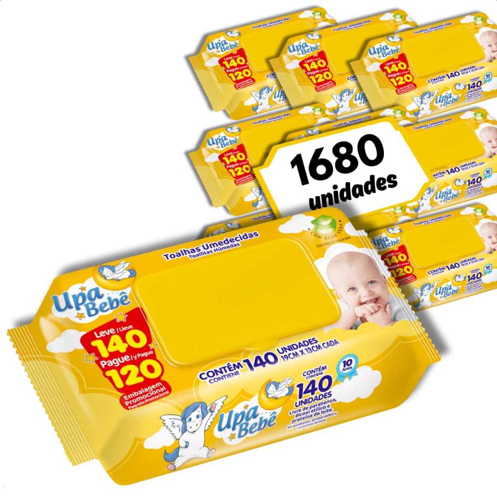 Kit Lenços Umedecidos Upa Bebê 1680 Unidades Caixa Fechada Tampa Flip Top