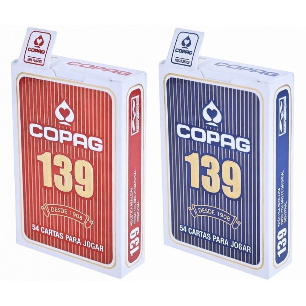 Kit 2 Baralhos Copag 139 Azul & Vermelho Naipe Convencional 54 Cartas para Truco Jogatina Familia Churrasco