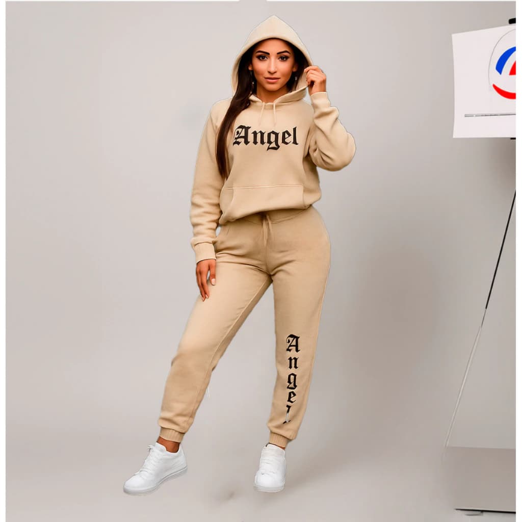 Conjunto Kit Moletom Feminino Blusa de Frio+ Calça Moletom Moderno Angel Estiloso Tendencia