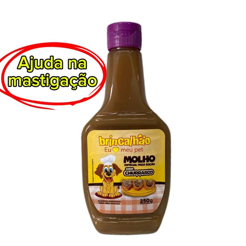 Molho para ração de cachorro brincalhão sabor churrasco