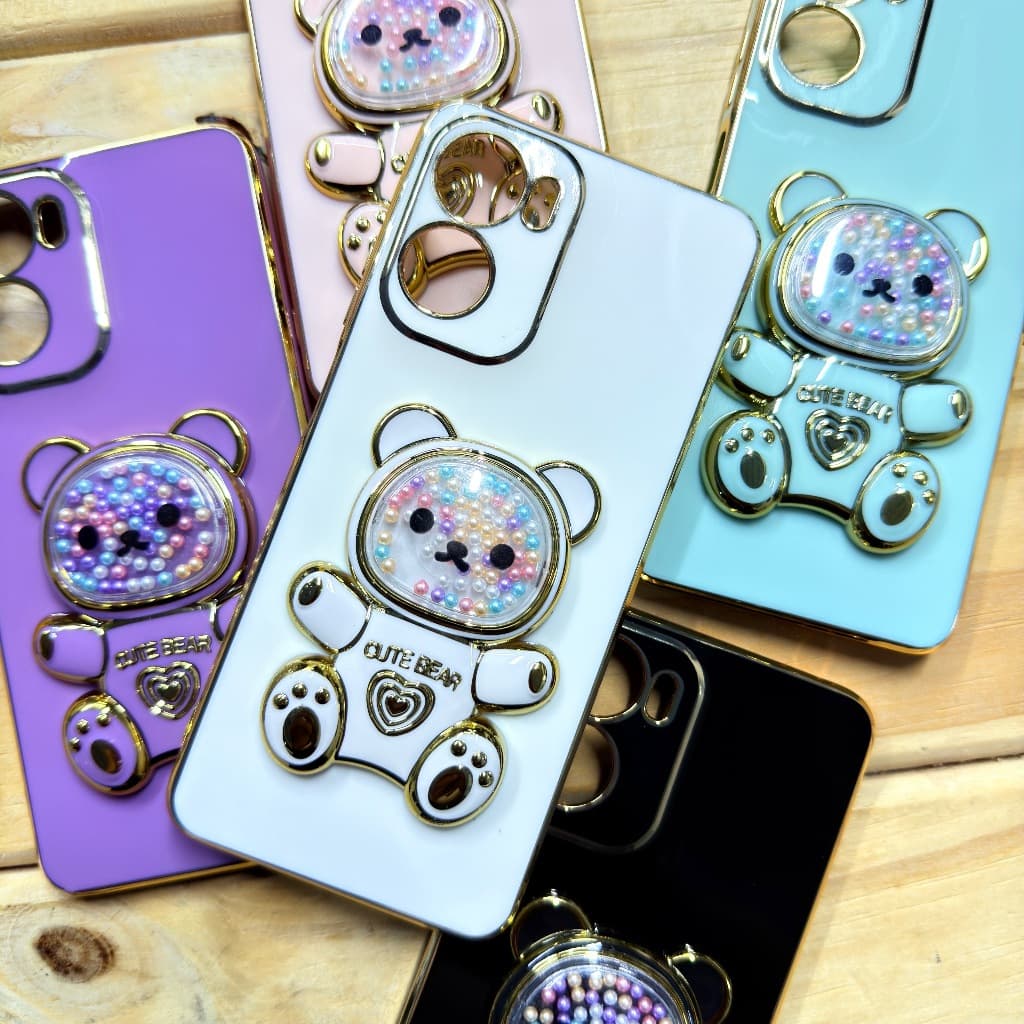 Capa Capinha Case anti impacto silicone com Suporte de Urso para Motorola Moto G35 / Moto G05 / Moto E13