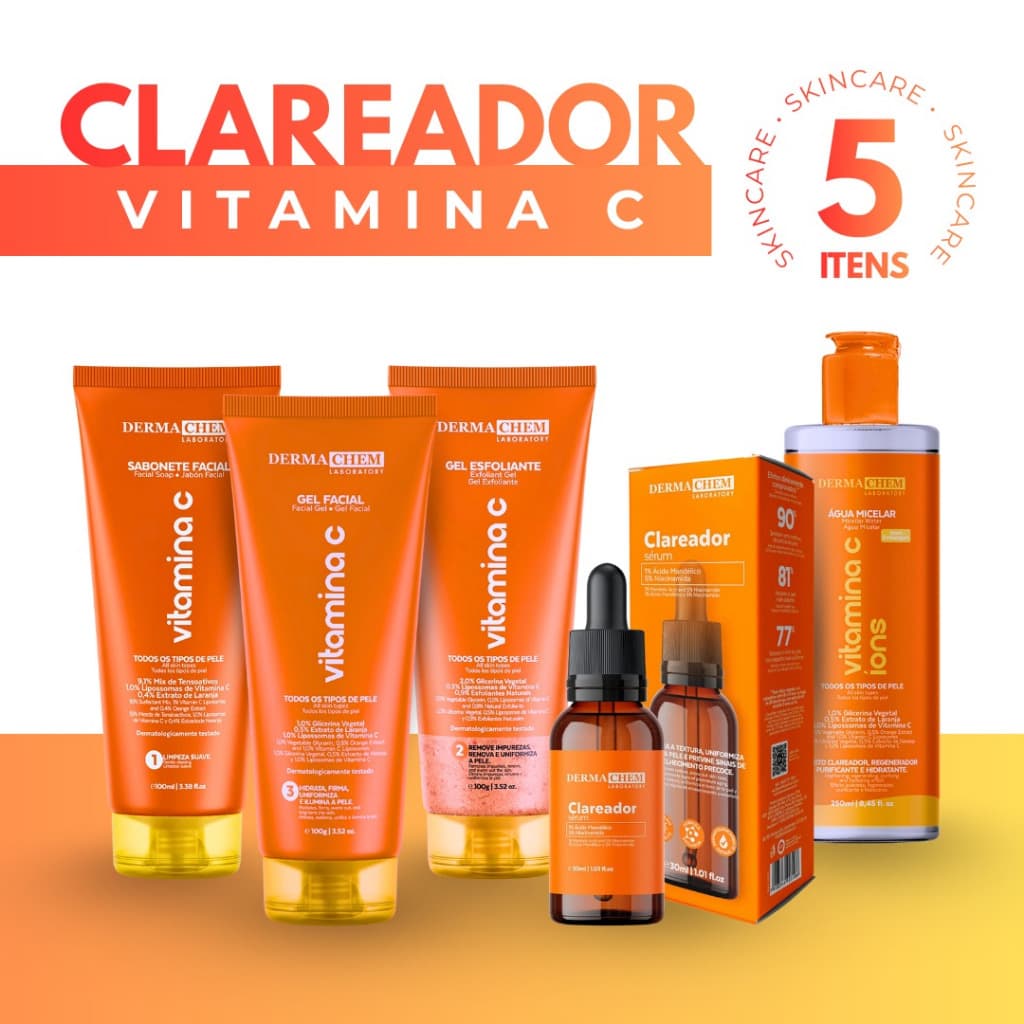 Kit Skincare Vitamina C Dermacrem – Clareador, Anti-idade & Anti-manchas