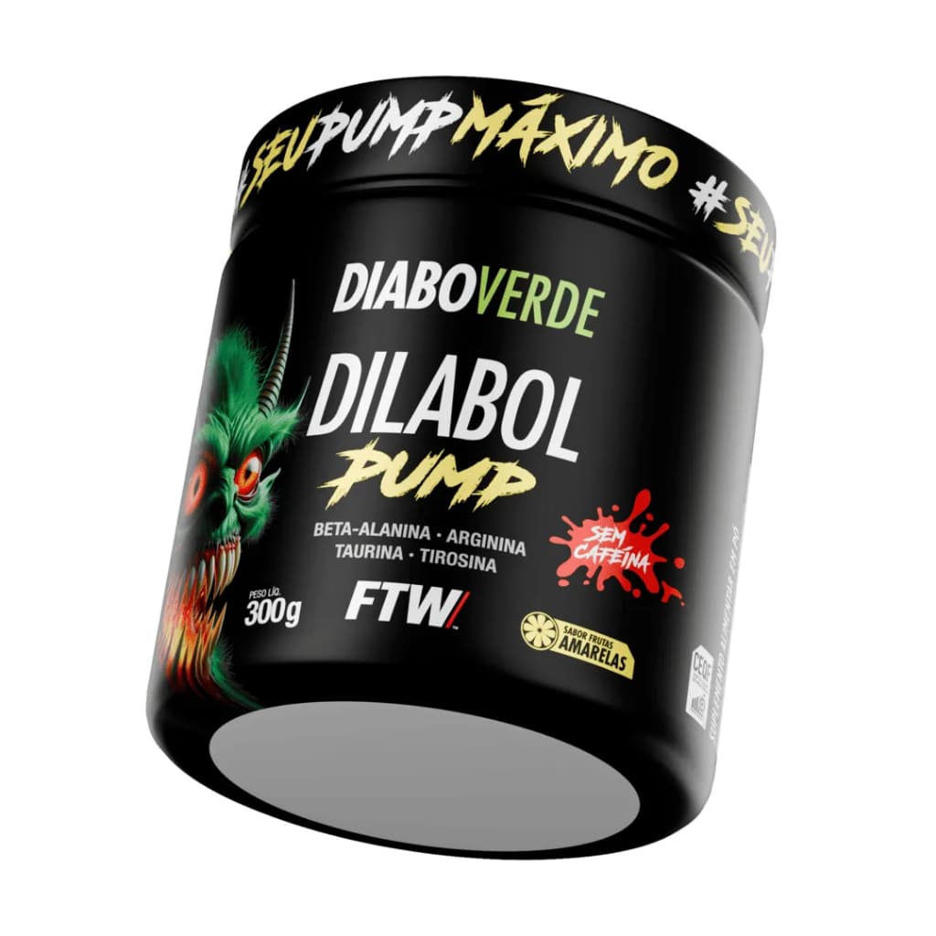 Dilabol Pump Pré Treino Pote 300g Sabor Frutas Amarelas Diabo Verde - FTW