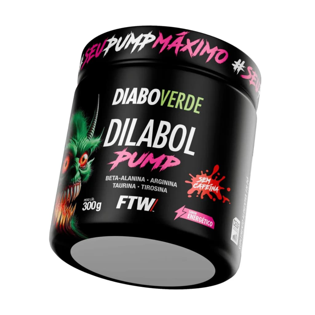 Pre treino DILABOL PUMP Pre-workout Sem Cafeína 300g Sabor Energetico - Diabo Verde - FTW