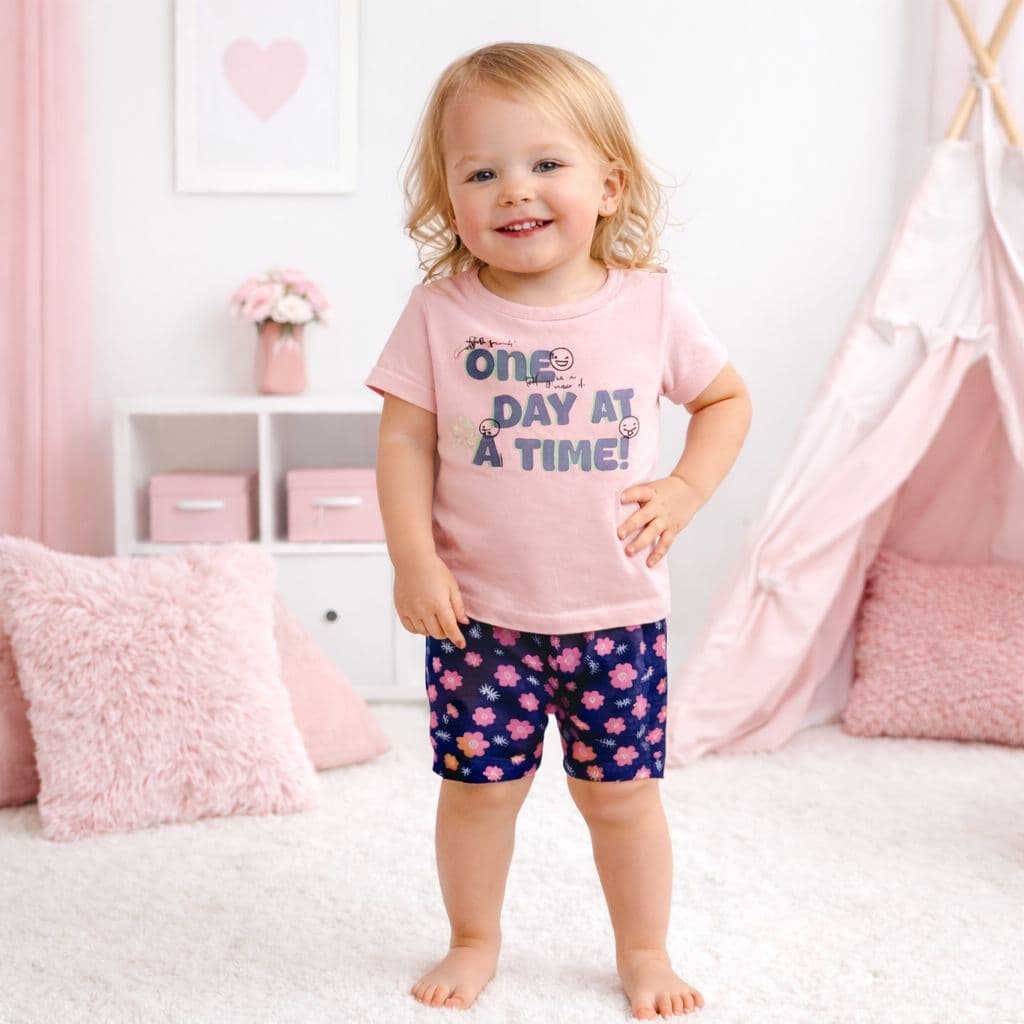 Conjunto Bebê Menina Camiseta e Calça Estampada Algodão Macio Estampa da Calça Variada | P ao GG | REF 2421