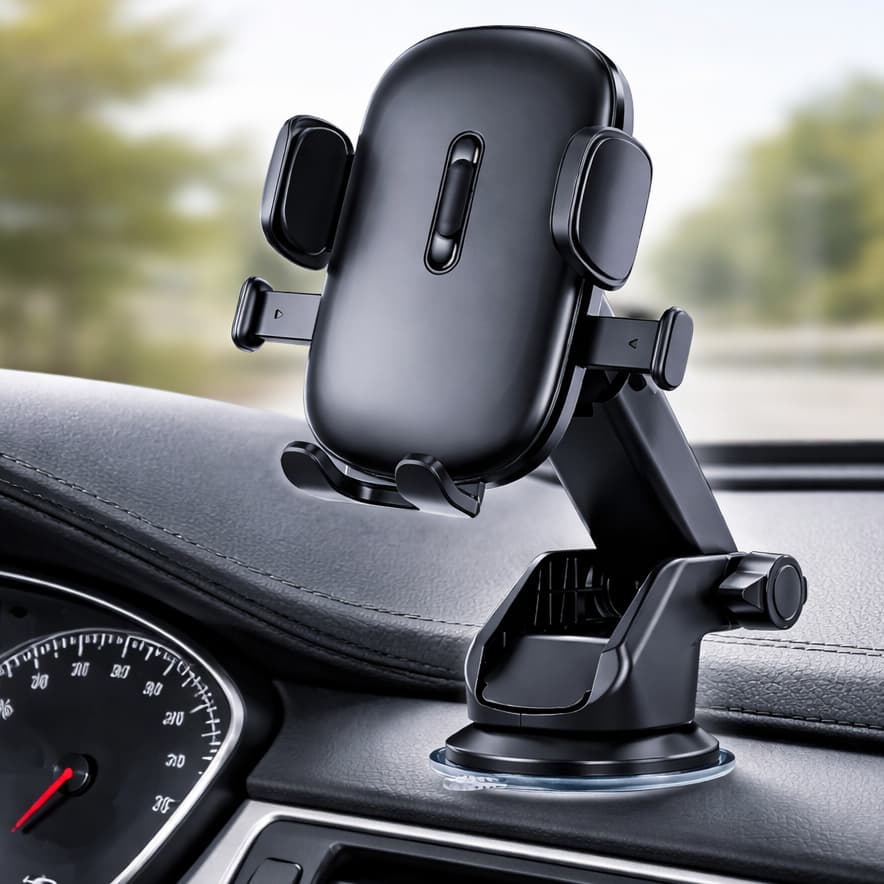 Suporte Celular Carro 360° Universal - Ventosa Super Forte + Clip Ar Condicionado (Braço Extensível)