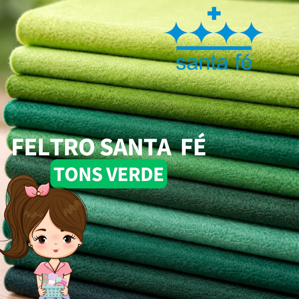 Feltro Santa Fé Liso Tons VERDE 💚 25cm x 1,40m  - Patchwork Tecido Costura Artesanato