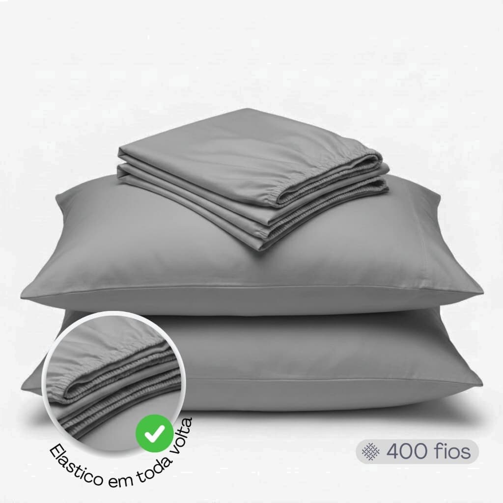 Jogo de Lençol Cama Casal 3 Peças Micropercal 400 fios Extra Macio