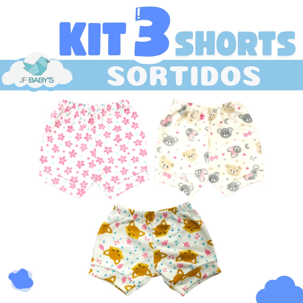 Shorts Tapa Fraldas Ribana Estampada Bebê Menino Menina Infantil Coloridos Conforto
