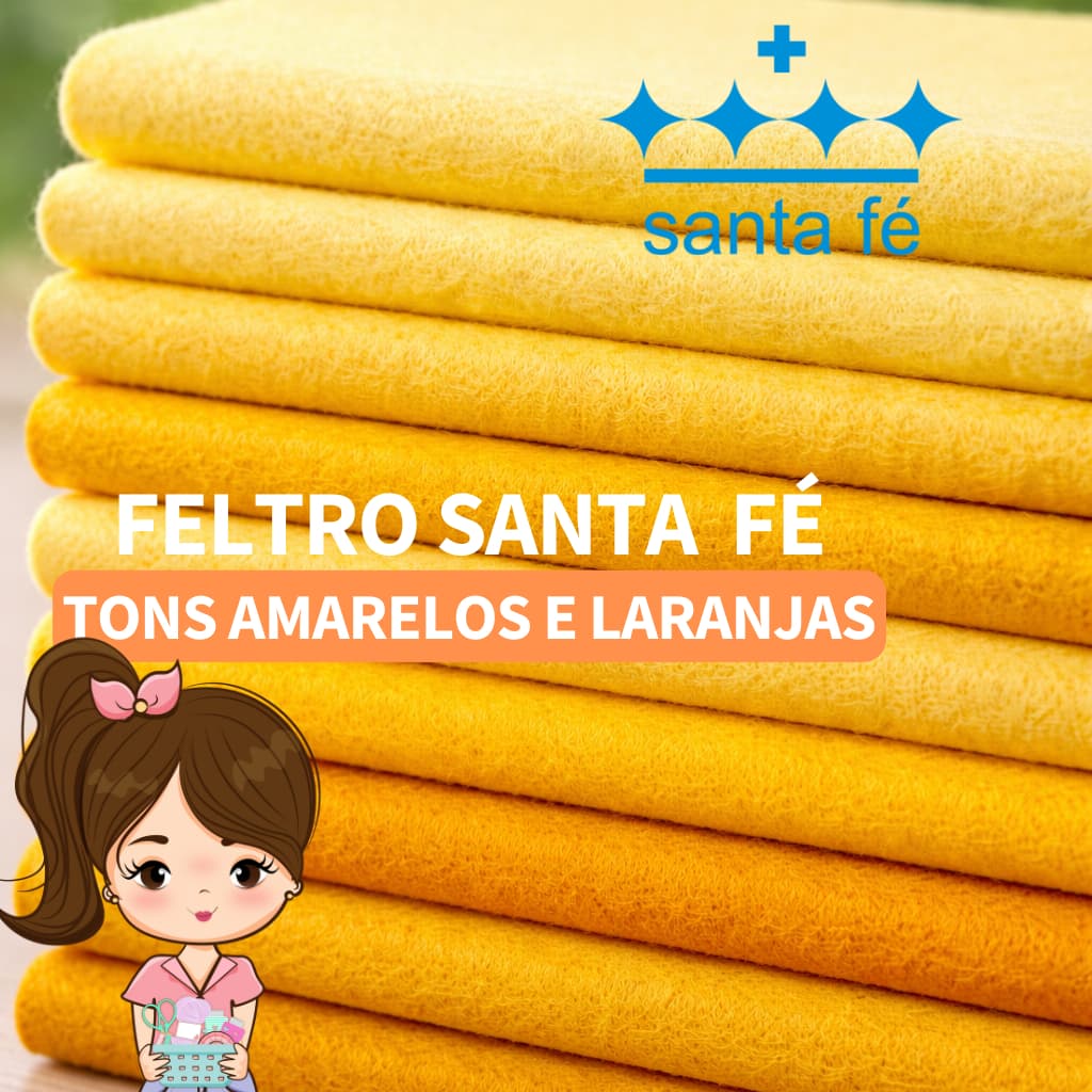 Feltro Santa Fé Liso Tons AMARELO LARANJA 💛🧡 25cm x 1,40m  - Patchwork Tecido Costura Artesanato