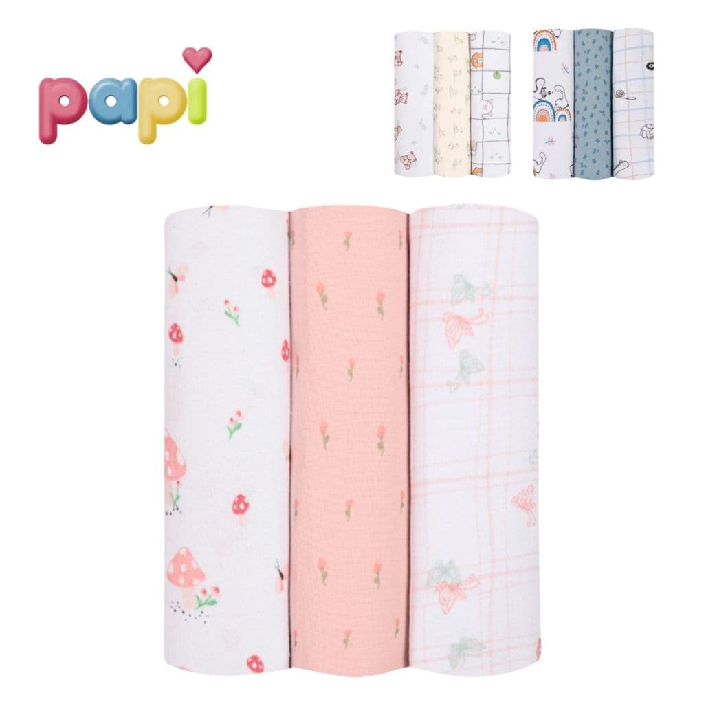 Cueiro Manta Bebê Flanelado Estampado Grande 80x80cm Kit 3 Unidades 100%Algodão Papi Enxoval Recem-nascido Menino Menina