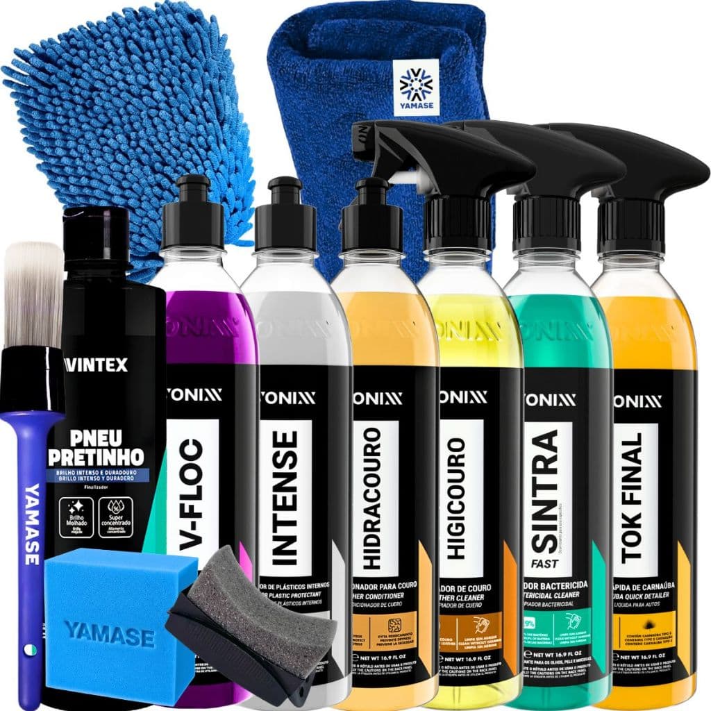 Kit Lavagem Automotiva Completo Limpeza Interna do Carro V-floc Intense Hidracouro Higicouro Sintra Tok Final Vonixx