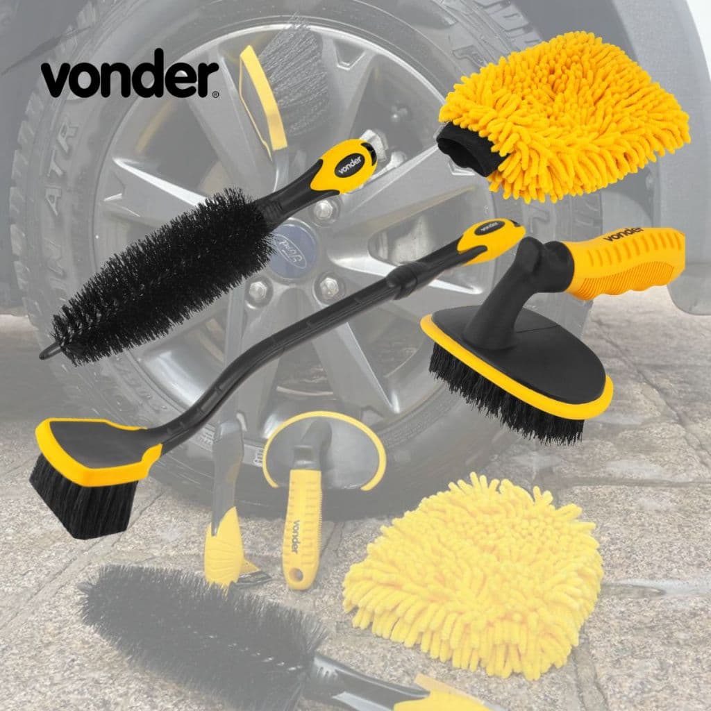 Kit automotivo para limpeza de carro escovas para lavar rodas pneu caixa com luva de microfibra