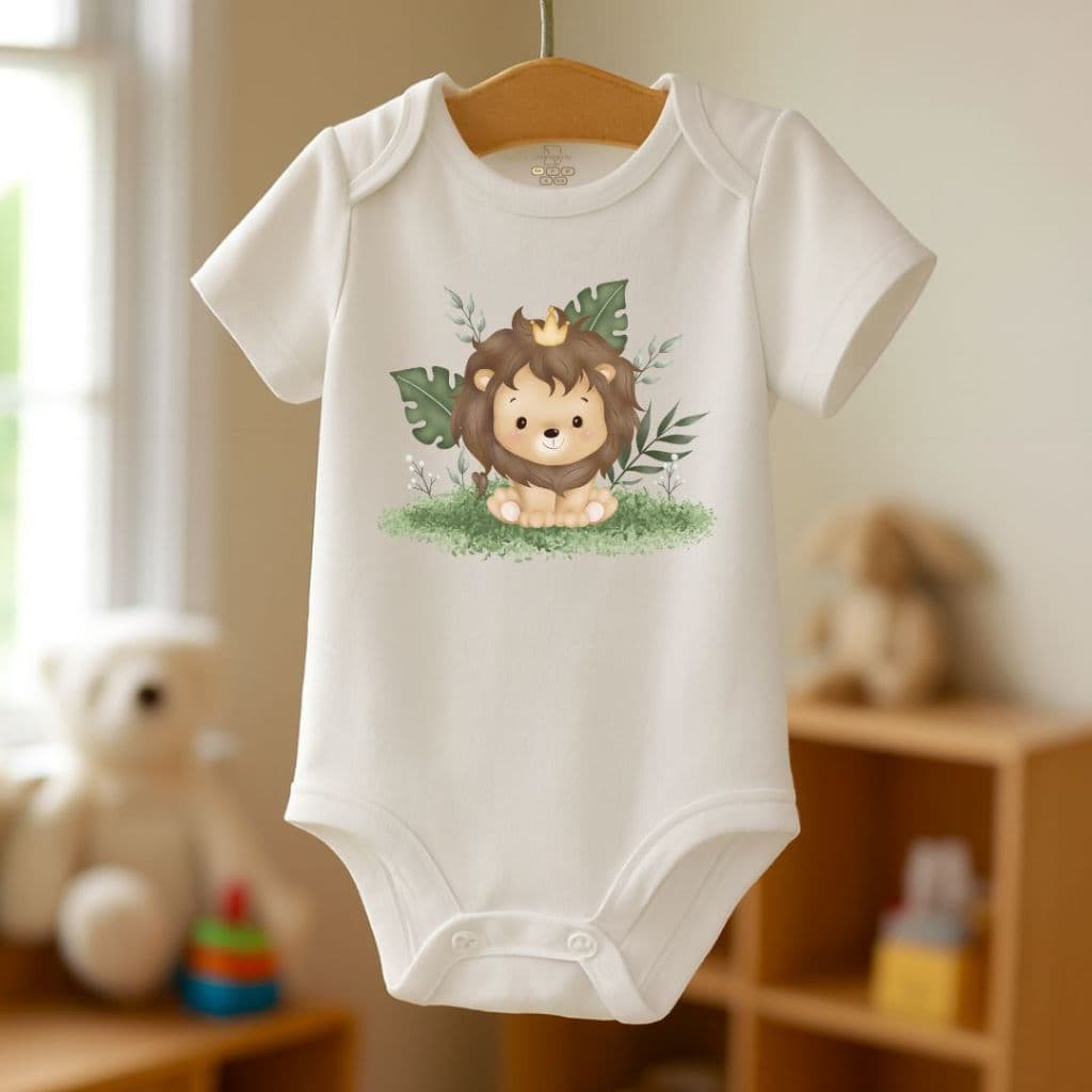Body Bebê Safari Leão Roupa Criança Manga Curta Algodão Confortável Unissex Menino Menina Infantil Roupa Criança
