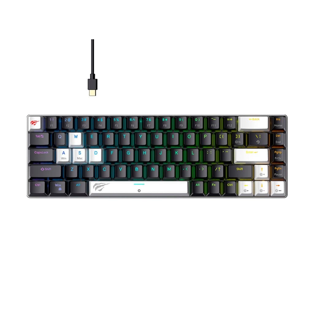 Teclado Gamer USB Havit KB906L Mecânico Magnético 60% 68 Teclas  8000Hz 0.01RT Hot Swap Macros RGB Inglês US Preto