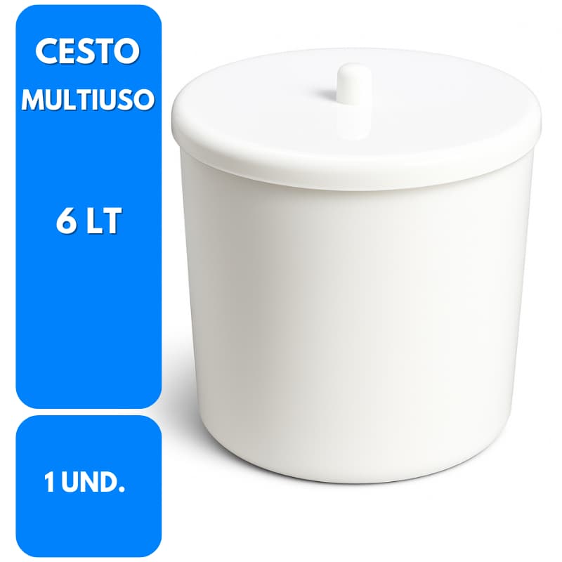 Cesto Multiuso MicroMax Lixeira e Organizador para Banheiro e Cozinha 6 litros