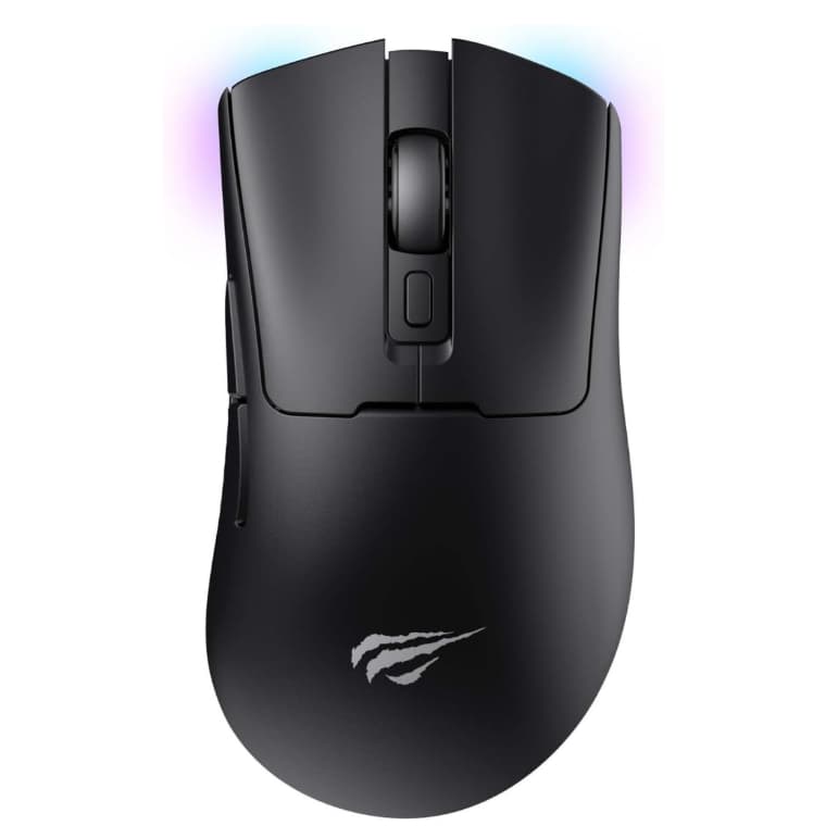 Havit Mouse Gamer Tri-Mode MS966SE Black, Sem Fio e Com Fio, USB, Bluetooth, Wireless 2.4GHz, RGB, 7 Botões, 800-1600-24