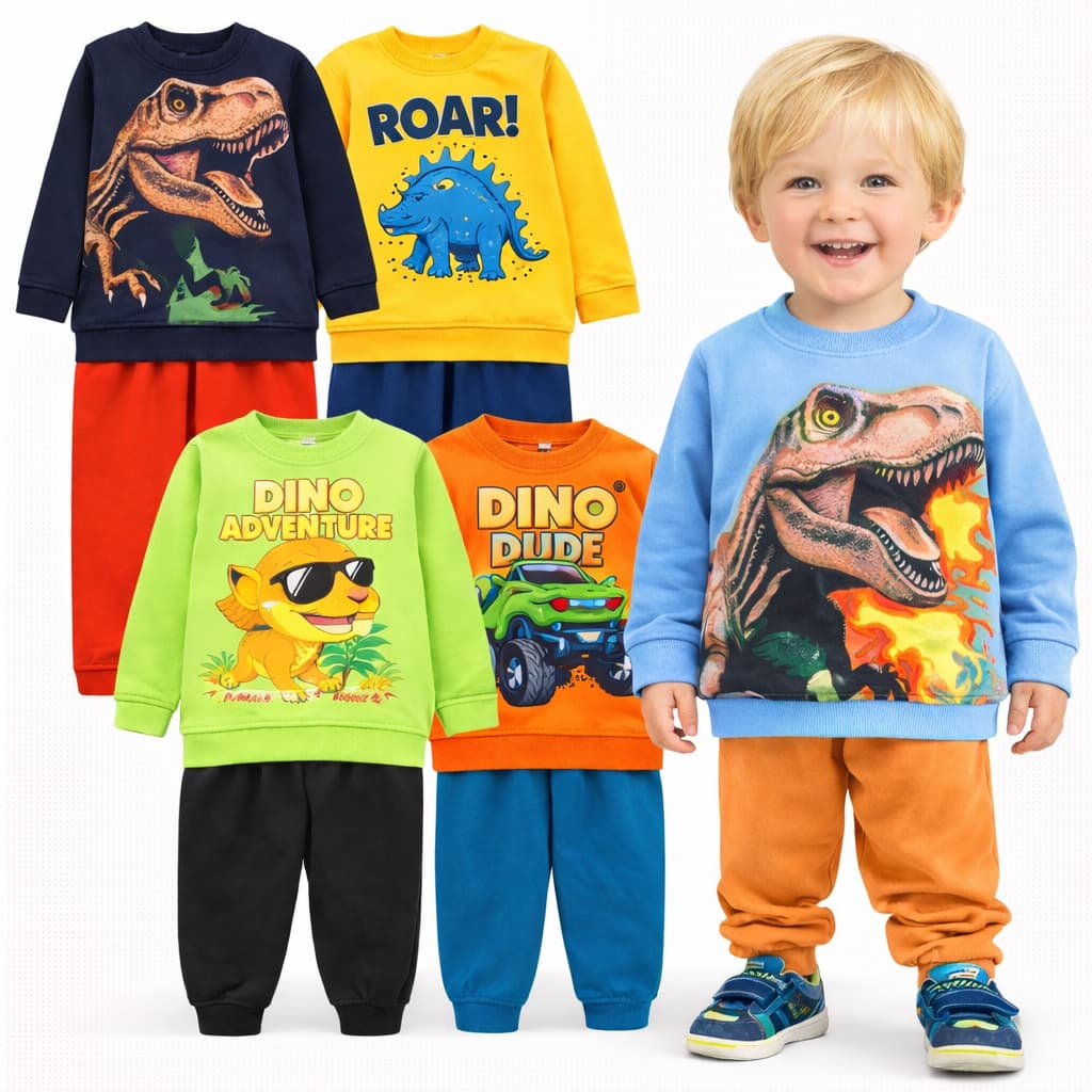 Kit Sortido 2 ou 4 Peças de Moletom Infantil Masculino Inverno Conjunto de Moletom Peluciado Bebê Quentinho Menino