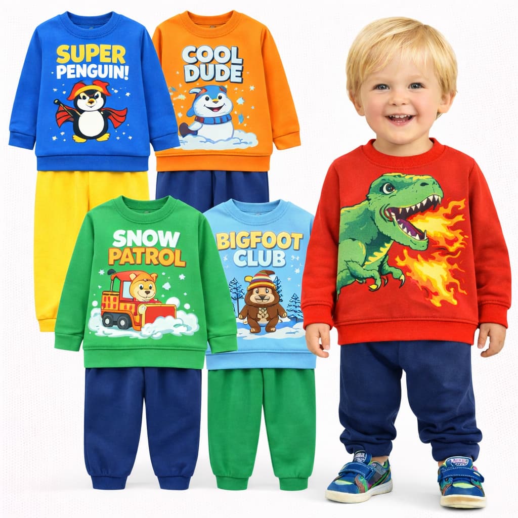 Kit Sortido 2 ou 4 Peças de Moletom Infantil Bebê Menino INVERNO Conjuntos Moletom Infantil Masculino Inverno Flanelados